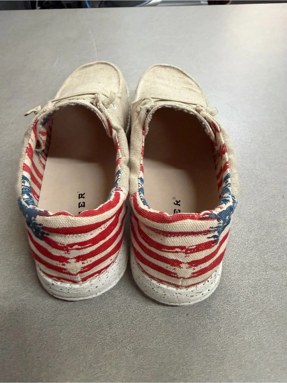 Roper Beige Slip-On Loafer with American Flag Trim